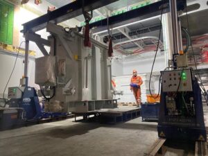 Collection, delivery and installment of this 17tonne transformer using our 60tonne gantry