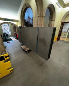 Moving this 400kg optical table down two flights of stairs in university listed building