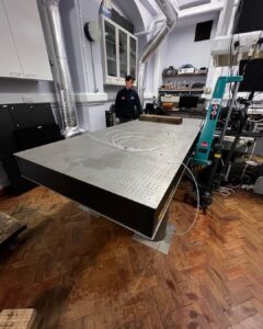 Moving this 400kg optical table down two flights of stairs in university listed building