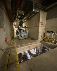 Generator install, split, lowered 7 meters then rebuilt