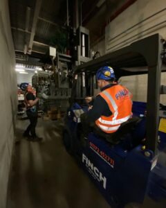 Generator install, split, lowered 7 meters then rebuilt