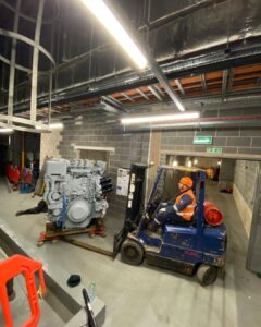 Generator install, split, lowered 7 meters then rebuilt