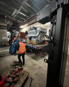 Generator install, split, lowered 7 meters then rebuilt