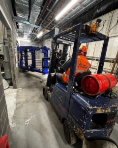 Generator install, split, lowered 7 meters then rebuilt