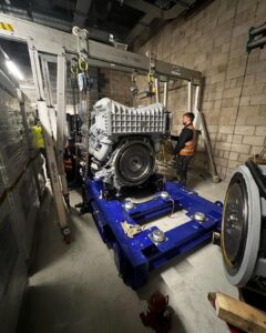Generator install, split, lowered 7 meters then rebuilt