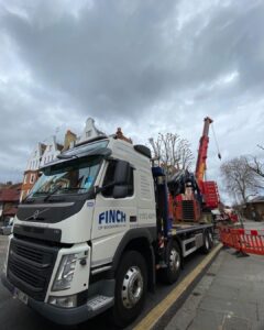 A 55tonne challenger tank being craned into position